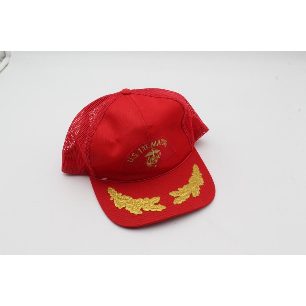 Vintage U.S. 1st Marine Red Mens Hat Trucker Hat